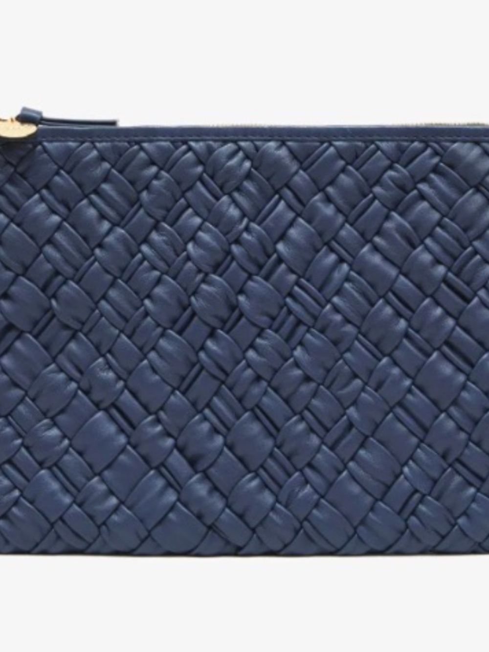 CLARE V : FLAT CLUTCH W/ TABS : BRIGHT NAVY PUFFY WOVEN NWOT - Picture 4 of 9